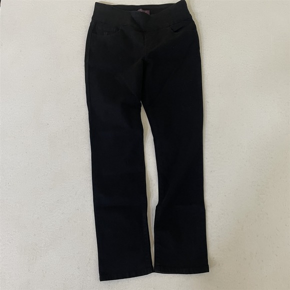 Gloria‎ Vanderbilt 10 Amanda Pull On Black Wash Stretch Denim Womens Jeans - Picture 1 of 10